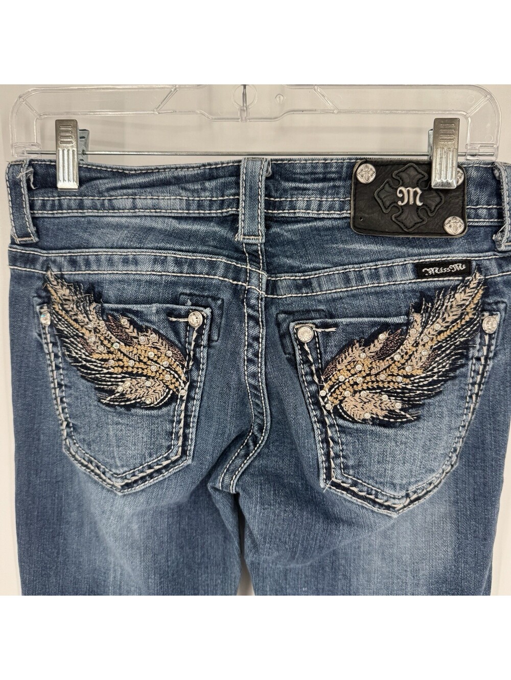 Miss me jeans 27 bootcut denim y2k 90s low rise wings y2k 90s embellished school